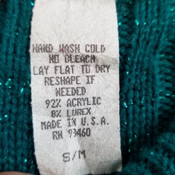 Diane Von Furstenburg S/M green shimmer tunic cable knit sweater 90s Vintage - Picture 3 of 6